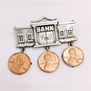 JJ Three Penny Silver BANK Brooch